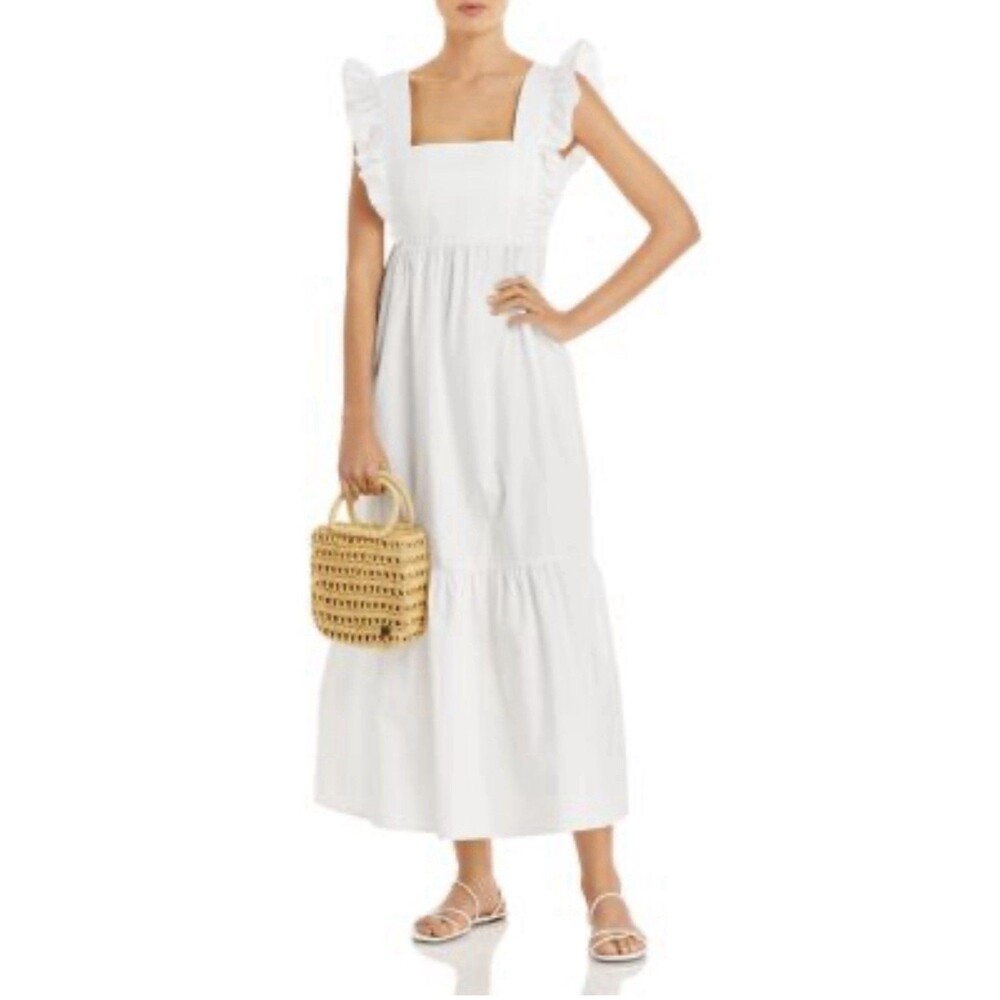 Aqua Passion Sleeveless Maxi Dress White 100%Cotton Size Large